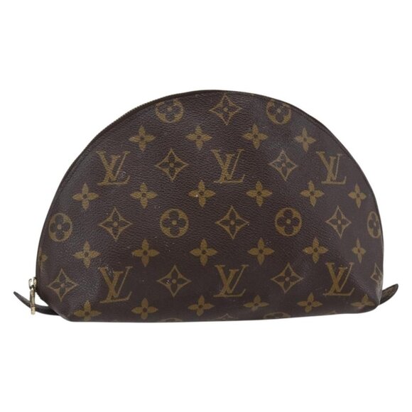 LOUIS VUITTON Monogram Trousse Demi Ronde Cosmetic Pouch LV Auth